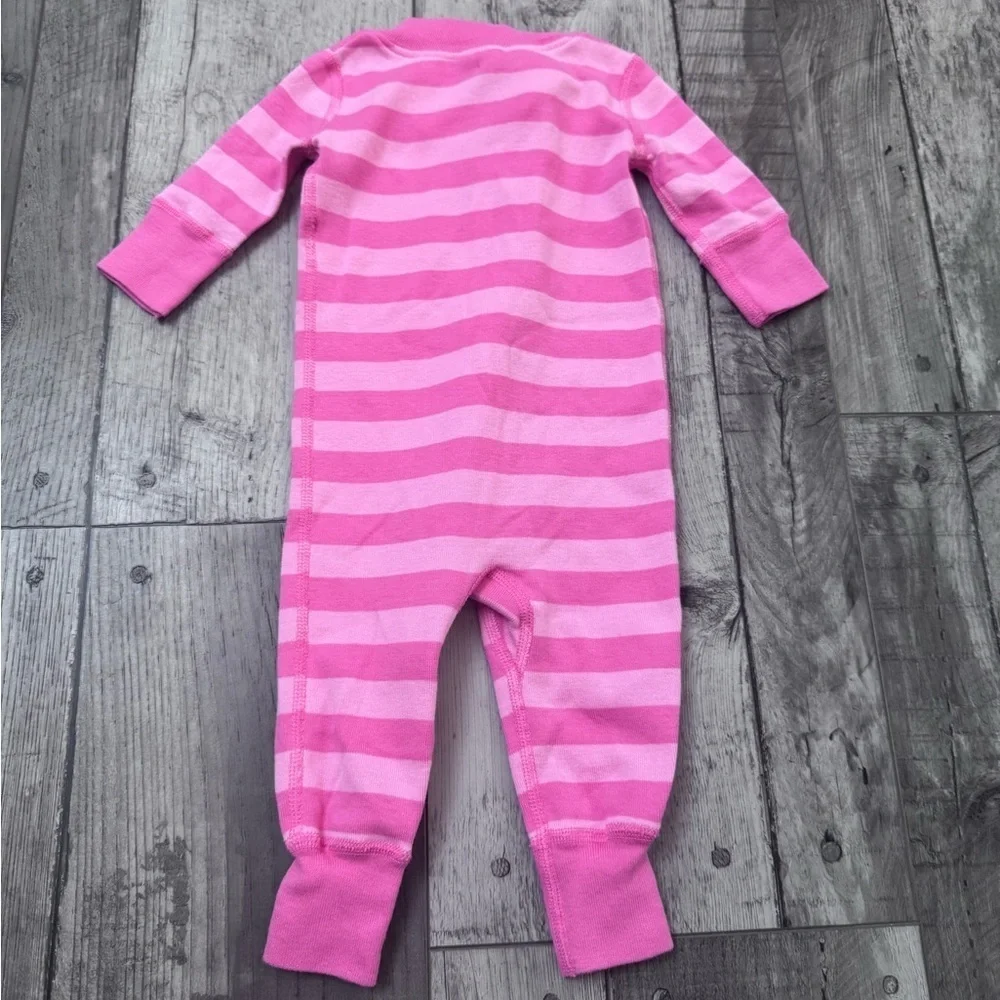 Hanna Andersson Baby Zip Pajamas PJs Sleeper Pink Striped One Piece 50cm 0-6 Mo